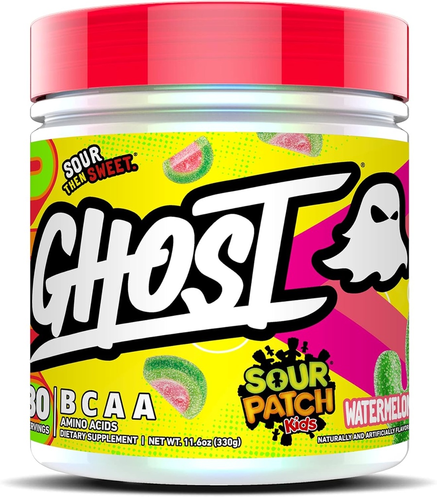 GROST BCAA Powder Amino Acids Suplement, Sour Patch Kids Watermelon - 30 Servings - Sugar- Free Intra, Post & Pre Workout Amino Pounder & Recovery Drinder, 7G BCAA