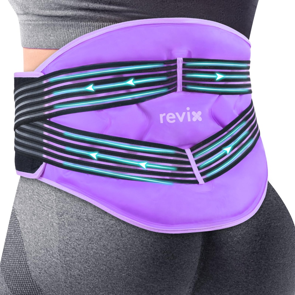 RE-VIX, Large Back Ice Packs, Compression Straps, Adjustable Lower Back Ice Crap for Lumbar, Sciatic Nerve, Soft Push Lining, Cold Compress Therapy