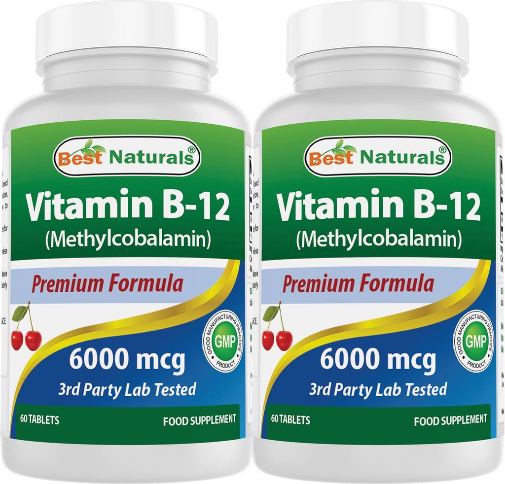 Terbaik Vitamin B-12 sebagai Methylcobalamin (Metil B12), 6000 mcg 60 Sublingual Tablet (60 Count (Paket 2))