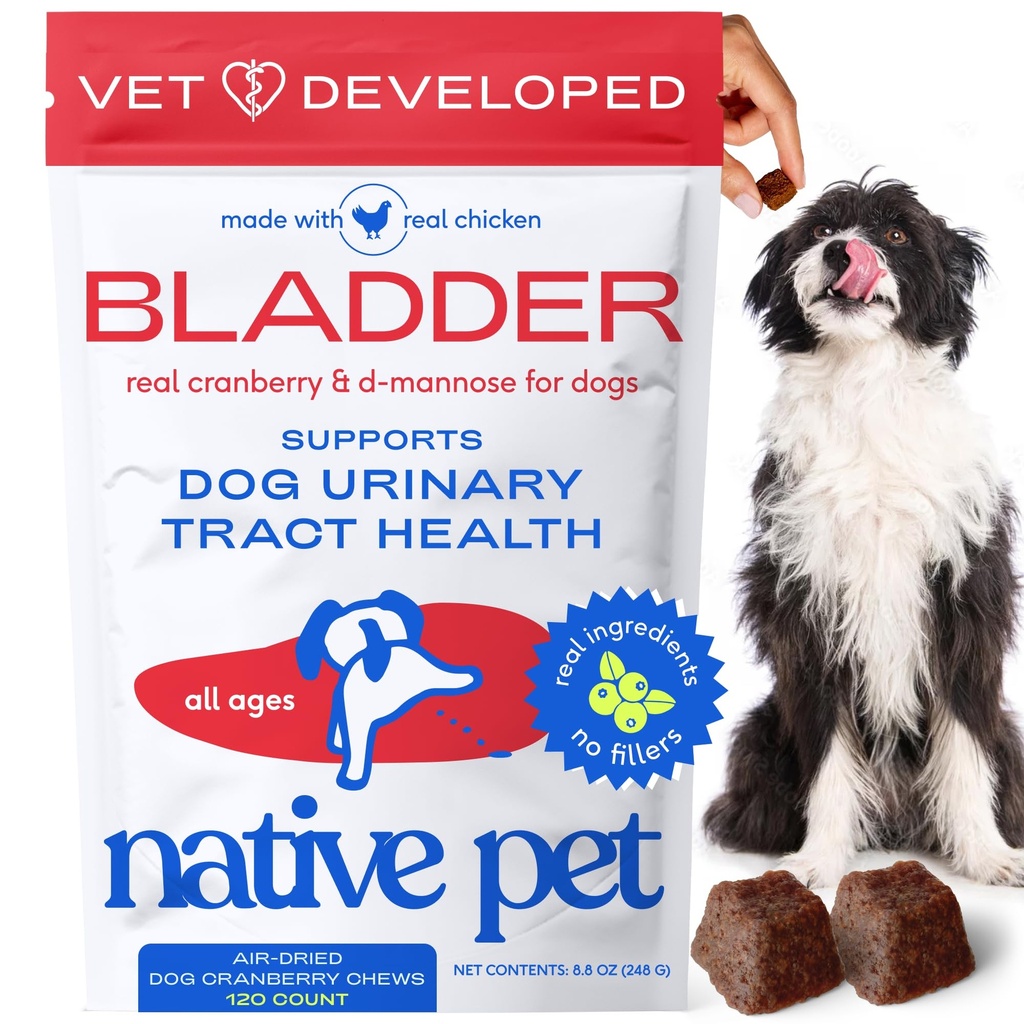 Perawatan Anjing Pet UTI - Cranberry Tambahan untuk Pengatur Anjing & Kidney - Mencegah Infeksi Traktur Uriner dan Incontinuence - Dibuat dengan Ekstrak Cranberry Nyata - 120 Chews