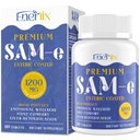 1200 MG SAM e Supplement for Brain, Mood, Gabungan, dan Liver, Asorpsi Tinggi SAME (S-Adenosyl- L- Methionine) dengan CoQ10, 5- HTP, Hiburan 60 tablet, Vegan