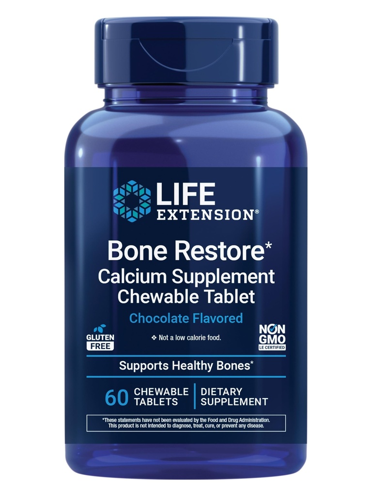 Hidup Extension Bone Restore Tambahan Kalsium Yang Dapat Disajikan, Tambahan Kesehatan Tulang, Kalsium, Vitamin D, Mineral, Gluten Bebas, Non- GMO, 60 Tablet