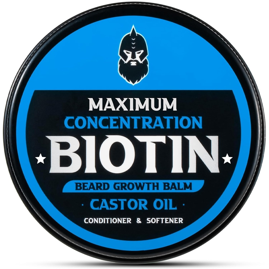 Beard Balm, Maximum Concentration Biotin, with Castor Oil and Argan & Jojoba Oils, Promotes Beard Growth, Styles, Strengthens & Softens Beards & Coustaches, 2 Ounce Avercedar