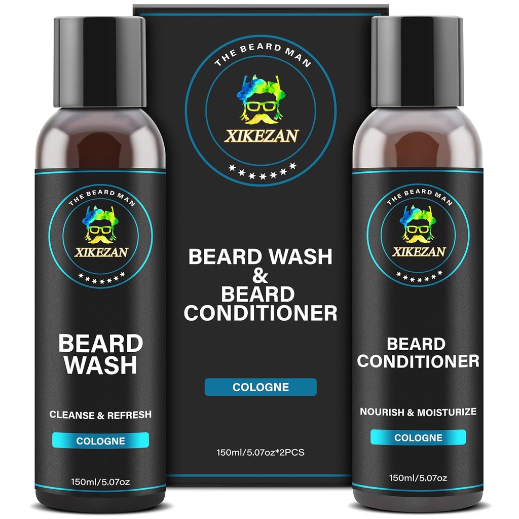 XIKEZAN Jenggot & Kondisioner Kondisioner Natural Softtener Set w / Argan & Joba Oils Smooths & Strengths Natal Menghentikan Stucking Stuffers Hadiah Hari Ayah untuk Pria-Nya Suami Ayah
