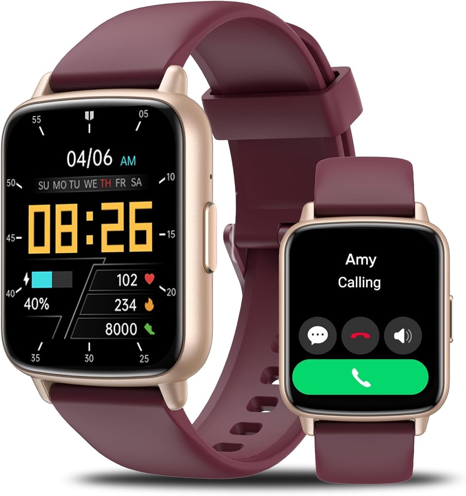 Smart Watch for Men Women -46mm HD Asisten AI Voice Smar twatch (Jawaban / Make Calls), Heart Rate Tracking, Sleep Monitor, Fitness Tracker, untuk Android iPhone Samsung Compatible IP68 Smartwatch