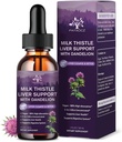 (1 Pack) Ekstrak Tebu Susu Thistle Menjatuhkan Silymarin 10000mg, Liquid Dukungan Kesehatan Liquid dengan Dandellion Root & Artichoke, Cleanse dan Detox & Repart Penganti Penuhi Herbal, Vegan, Non-GMO, 1 Fl Oz