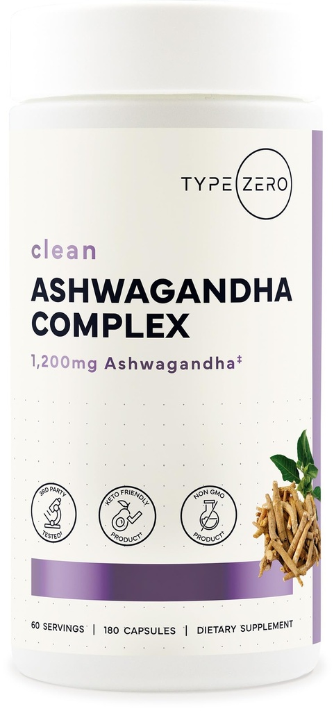 Tipe Nol KSM-66 Akar Ashwagandha Ekstrak 1.200mg, 60 Kustom - Potensi Tinggi 5% Dengan Turmerik, Rhodiola Rosea dan BioPerine Black Pepper Ekstrak - 180 Vevgie Caps