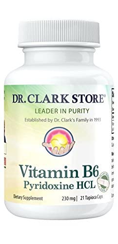 Dr. Clark Vitamin B6 Tambahan - 230mg, 21 Tapioca Capsules, Menyediakan Metabolisme Energi & Kesehatan Sistem Gugup