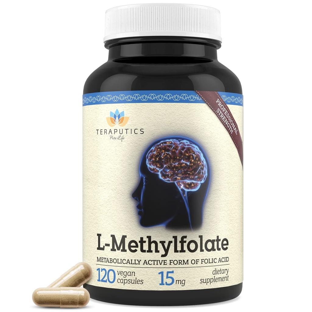 Teraputics L-Methylfolat Aktif 15mg 124; 120 Vegan Capsules 124; Premium 124; 5- MTHF Methyl Flease Supplemen Mods Homocysteine