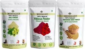 Kombo organik Dry Amla, Hibiscus dan Melahi (Fenugreek) bubuk (Setiap 100 Gram / 3.5 Ounce) Hembus Hibiscus-Sinensis Trigonella Foenum-Graecum