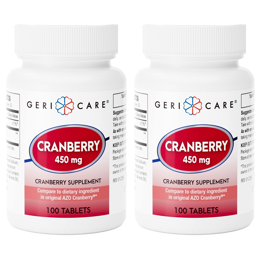 Potency Cranberry Suplemen - 450mg Pure Cranberry Tablet untuk Pencegahan Kesehatan Rekrut Amal Urinary untuk Pria & Women - GMO, Gluten & Dairy Free Cranberry Konsentrat 100 (2pk)