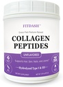 Collagen Peptides Hydrolyzed Powder Type I and III, Supports Hair, Nails, and Joints. Tidak bercitarasa 41 pelayan 15.9 Oz.