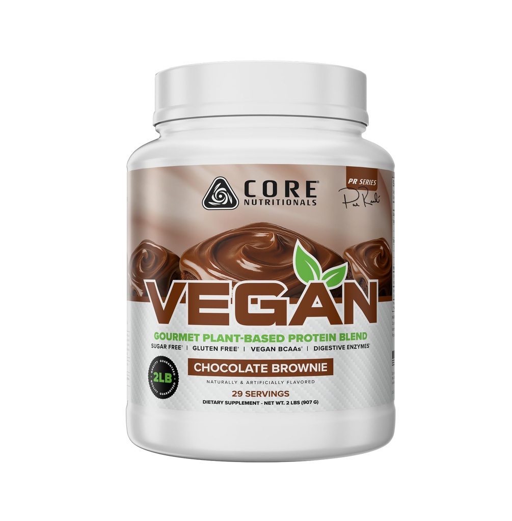 Core Nutronional Vegan Grourmet Plant Based Protein Blend 124; with Vegan BCAas 124; Laktosa, Soy, Sugar, & Gluten Free 124; 21g Protein Pea 124; 2 Pound (Chocolate Brownie Batter)