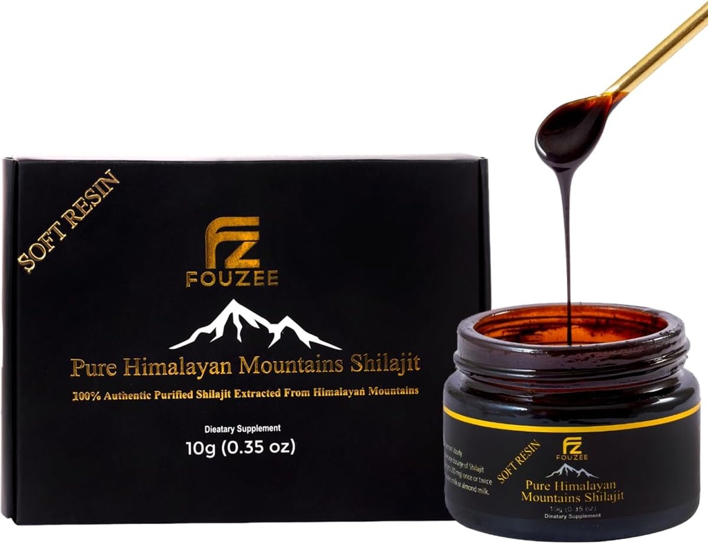 Himalaya murni Shilajit - Lacak Mineral Suplemen Perempuan & Pria - Semua Natural Shilajit Resin di Amber Glass Bottle - Fulvic Acid for Energy Boost & Imunity (10 Gram)