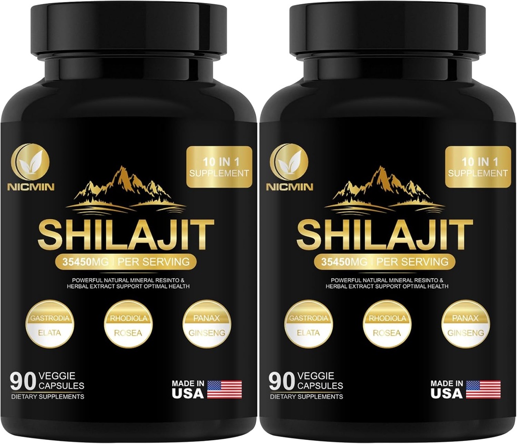 35450MG Pure Shilajit Suplemen - Himalaya Organik Shilajit untuk Potency Pria & Perempuan Shilajit Maksimum untuk Enhanced Energy dan Imune Dukungan 180 Veggie Capsules