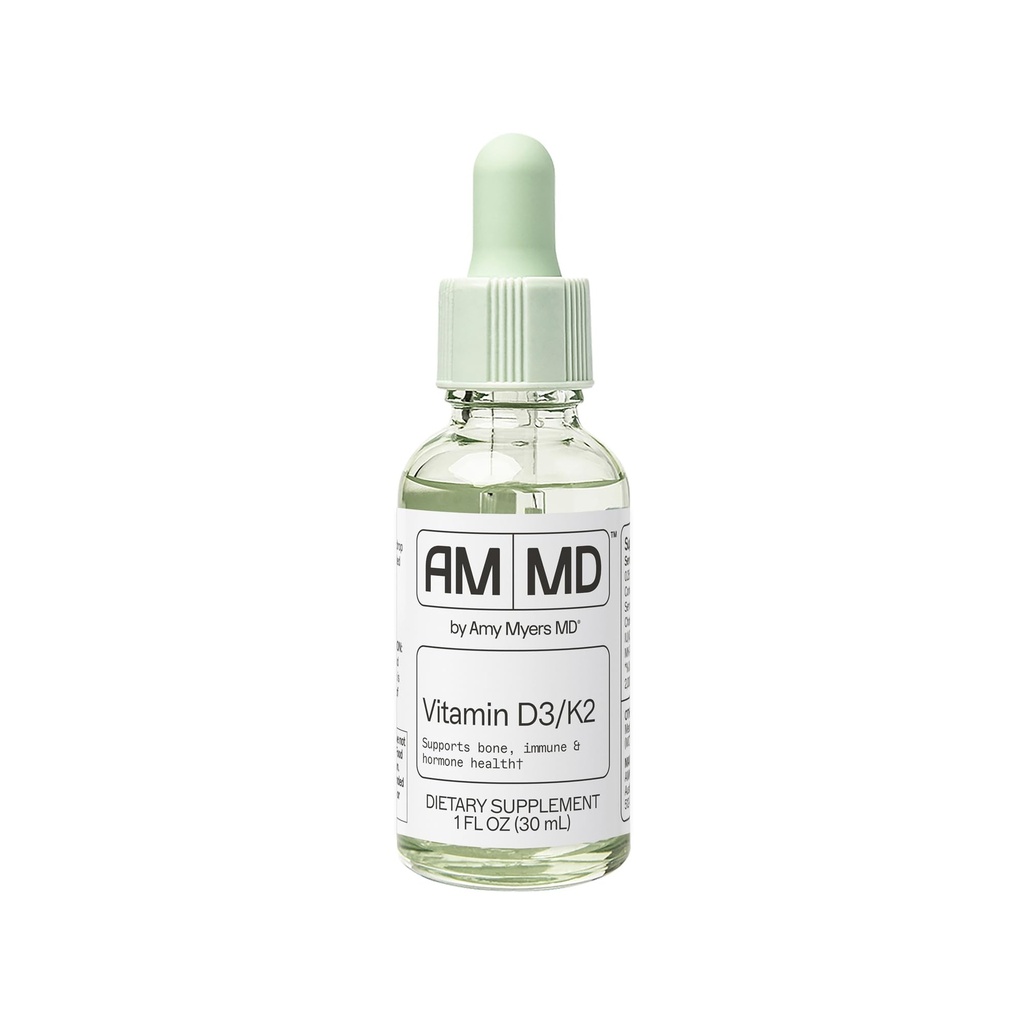 Amy Myers MD Vitamin D3 / K2 Liquid - Supports Bone Health, Immune Fungsi & Hormone - High Absorpsi - Non-Dairy, Gluten- Free - 1 fl oz (30 Pelayan)