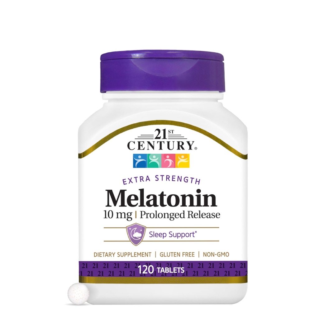 Abad ke-21 Melonatin 10 mg Tablet Kekuatan Ekstra (120 Count), Bantuan Tidur Terlama untuk Orang Dewasa, Promoses Relaxation & Retreat Tidur, Non-Habit Forming, Gluten- Free, Non-GMO