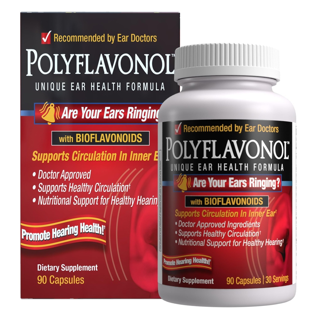 Polysabonol dengan Bioflavonoid, Tinnitus Relief, Unique Ear Health Formula, Dering Telinga Dukungan, Mendukung Circulasi di Ear Inner, Promotes Health, 90 Capsule, 30 Servis