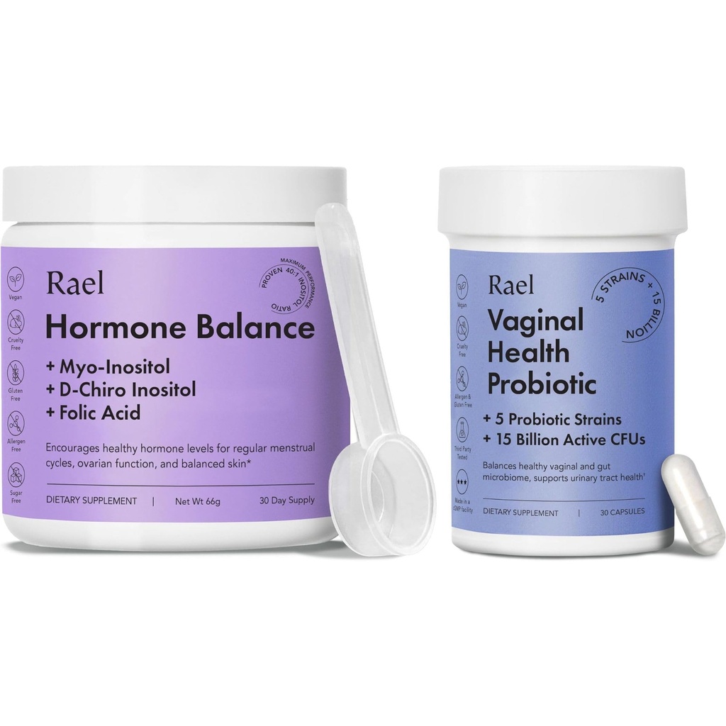 Suplemen Rael untuk Perempuan Bundle - Keseimbangan Hormone, Dukungan Fertilitas & Ovarian (30 Hari Supply) & Progories, Enzymes Digetical, Supply Tract Urinary (30 Hari)