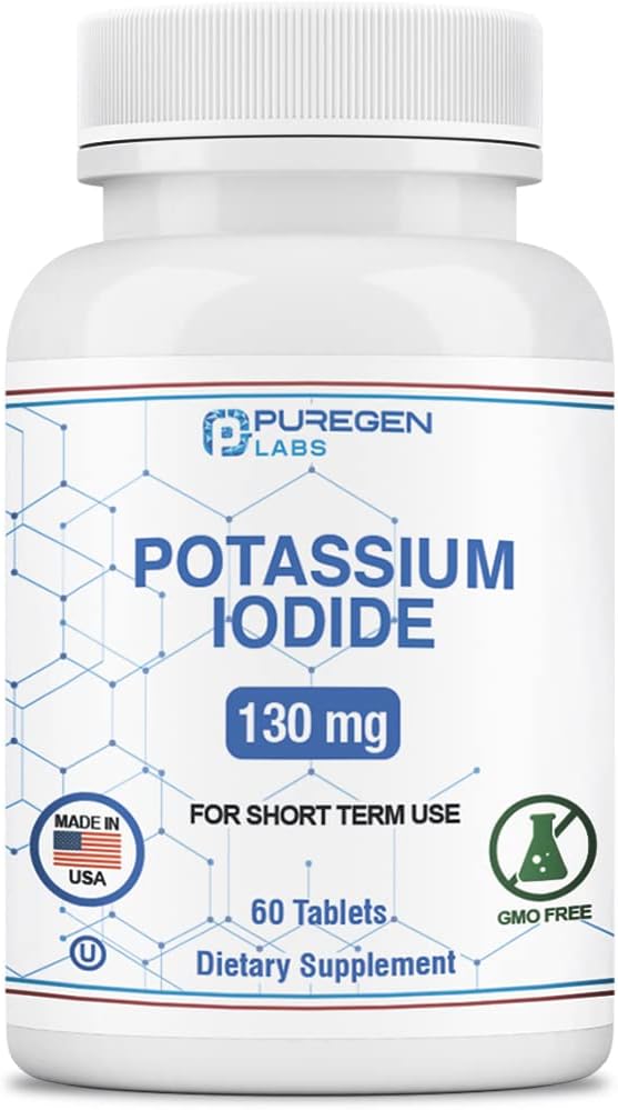 Potasium Iodide Tablet 130 mg tablet Iodium Kosher, Dukungan Tiroid - 60 tablet