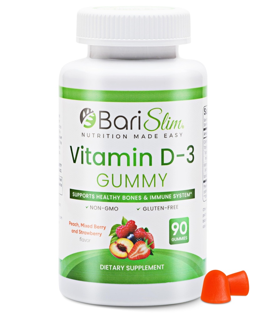 BariSlim Bariatric Vitamin D-3 Gummies - Specially Formulated Gummy Vitamin for Patients After Weight Loses Digest and Great Tasting Fruit Flavors 126; 90 Fruit Chews