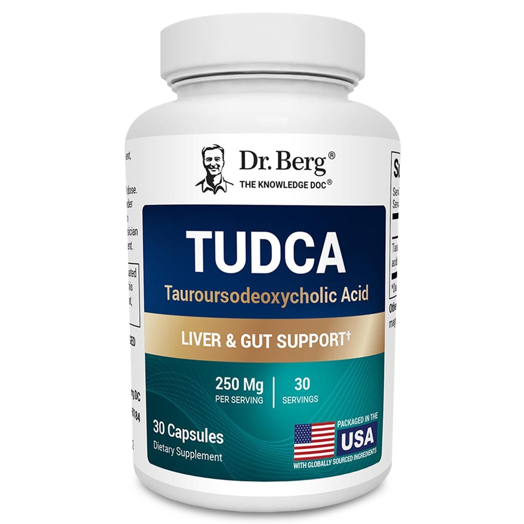 Dr. Berg TudCA Supplemen (Taursodeoxycholic Acid) - Formula Kuat untuk Kesehatan Hati, Bile Flow, Dukungan kandung empedu, dan Kesehatan Digetical * - 30 Kapsul