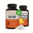 Vitamin K2 MK7 dengan Tambahan D3: 124; Bone & Heart Health Support Vitamin K & Vitamin D3 5000 IU - 60 Softgels