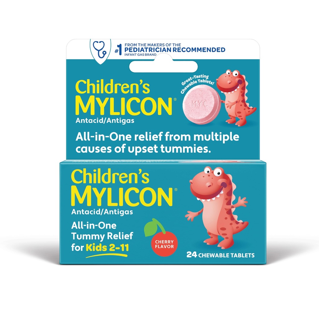 MYLICON Children 's Tummy Relief for Kids, 24 Cherry Flavored Chewable Tablets