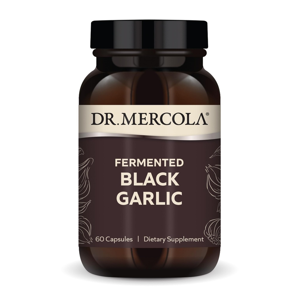 Dr. Mercola Fermentasi Hitam - Tambahan Antioksidant - untuk Imune, Cellular & Heart Health - termasuk S-Allyl- Cystine - Non-GMO, Gluten- Free & Soy- 60 Capsules (30 Pelayan)