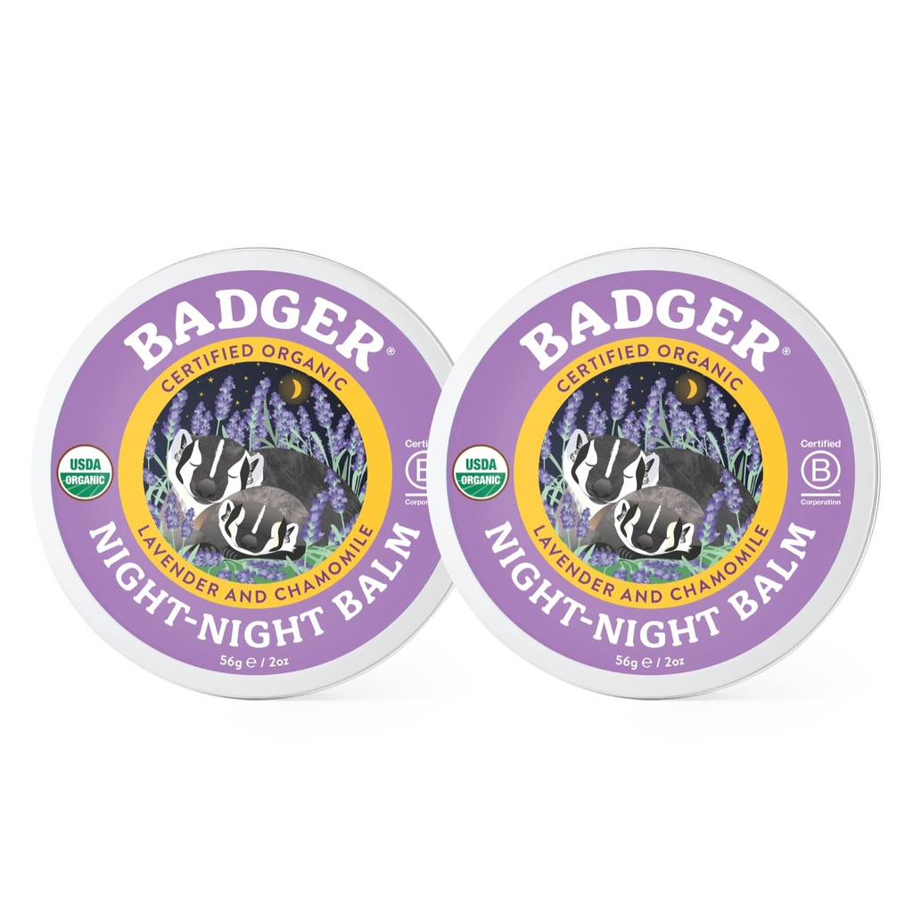 Badger - Night Night Balm, Chamomile & Lavender, Natural Sleep Balm for Kids, Skenario Relaxing for Children, Kids Organic Sleep Balm, 2 oz (2 Pack)