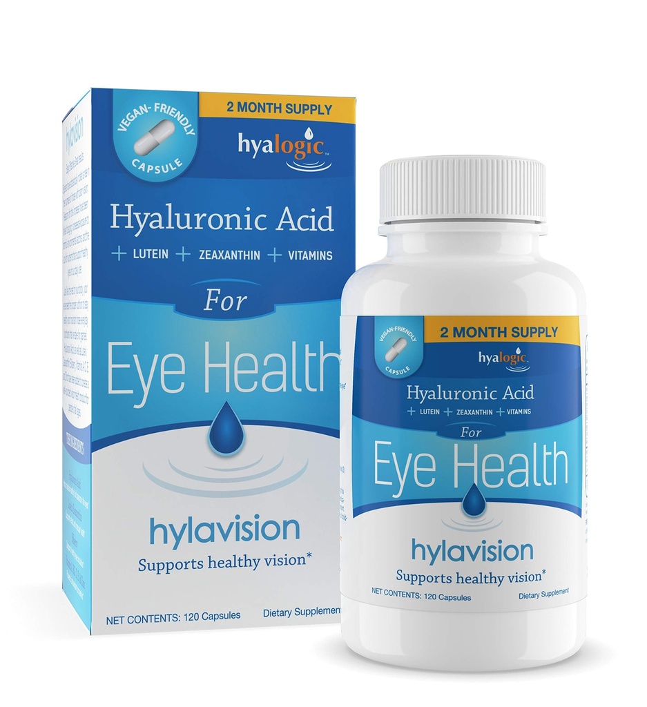 Suplemen Kesehatan Mata Hilaluronic: Acid Hayatonic, Lutein dan Dalxanthin Dieter Support untuk Dukungan Vision (120 Capsules) - Vegan Formula oleh Hyalogic