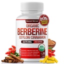 Organic Berberine dengan Ceylon Cinnamon 2175mg - Premium Berberine suplemen ekstrak murni tinggi USDA Organik, mendukung sistem kekebalan tubuh, Berberine Plus Kompleks, Vegan Non-GMO untuk Pria 90 Capsules