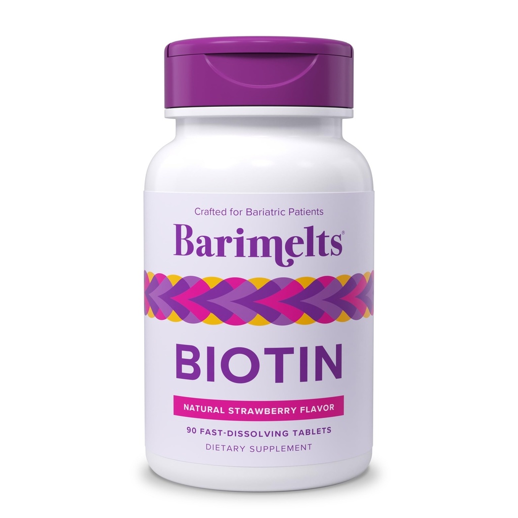 BarriMelts Biotin 5000mcg, 90 Fast-Dissolding Tablet (3-MonthSugar- Free Bariatric Vitamin for Women, Natural Strawberry Flavor
