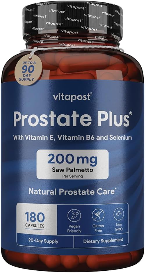 Prostate Plus Natural Prostate Care and Urinary Health Suplement Suplement for Men Enriched with Saw Palmetto, Vitamin B6, Vitamin E, Selenium dan Zinc 180 Capsules