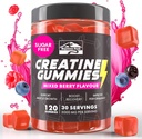 KP Creatine Monohydrate Gummies Mixed Berry for Men & Women, 100% Creatine Mixed Berry Gummies, 5g per Serving + Vegan, Sugar Free, Mixed Berry + Energy, Muscle & Booty Gain - 120 Count