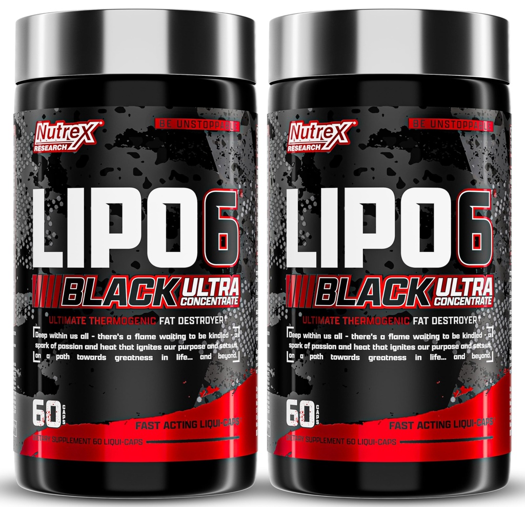 Jalur Penelitian Nutrex - 6 Black Ultra Konsentrat Supplemen Pembakar Fat Termogenik, Meningkatkan Wheight Loss, Energi & Intense Fokus 120 Pil Diet