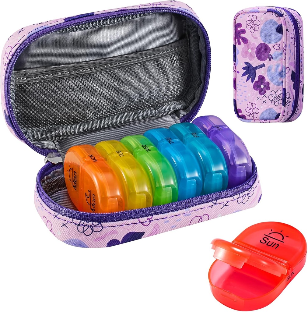 Serfeymi Weekly Travel Pill Organizer 2 Kali sehari Hari AM