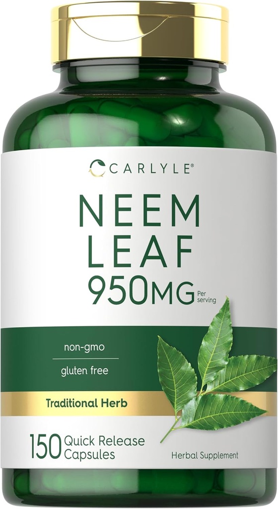 Carlyle Neem Leef 124; 950mg 124; 150 Powder Capsules 12.4; None-GMO dan Gluten Free Formula 124; Nilai Ukuran 124; Pendukung Herbal Tradisional 124; Azadirachta Indica