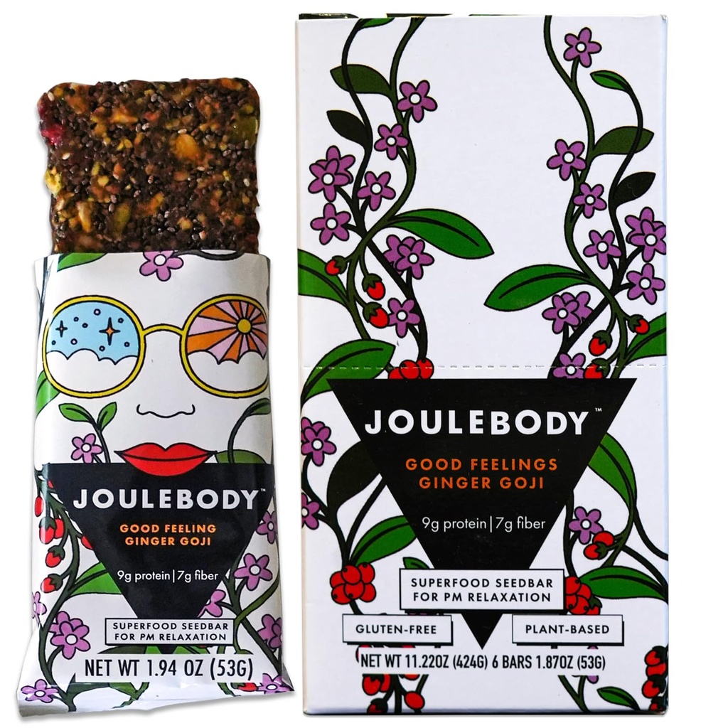 JouLEbody 5 PM Good Feeling Organic Ginger Goji Seedbar 126; Gut- Kesehatan Perlakukan Superfood 126