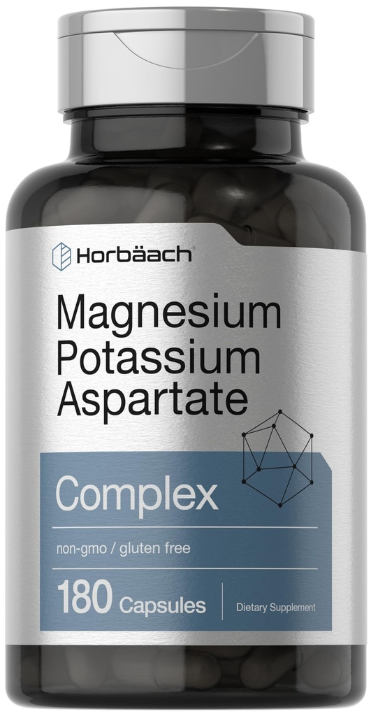 Horbach Magnesium Potasium Aspartate Complex 124; 180 Capsules 14; Non-GMO dan Gluten Free Formula