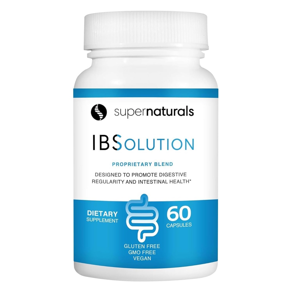 Superbivenals IBSolution - Made in USA, Non- GMO, Gluten Free & Vegan (60 Capsules) - Digetical Gut Suplement With Psyllium Husk - Gas, Bloating, Diare, Constipation Relief, Abdominal Pain
