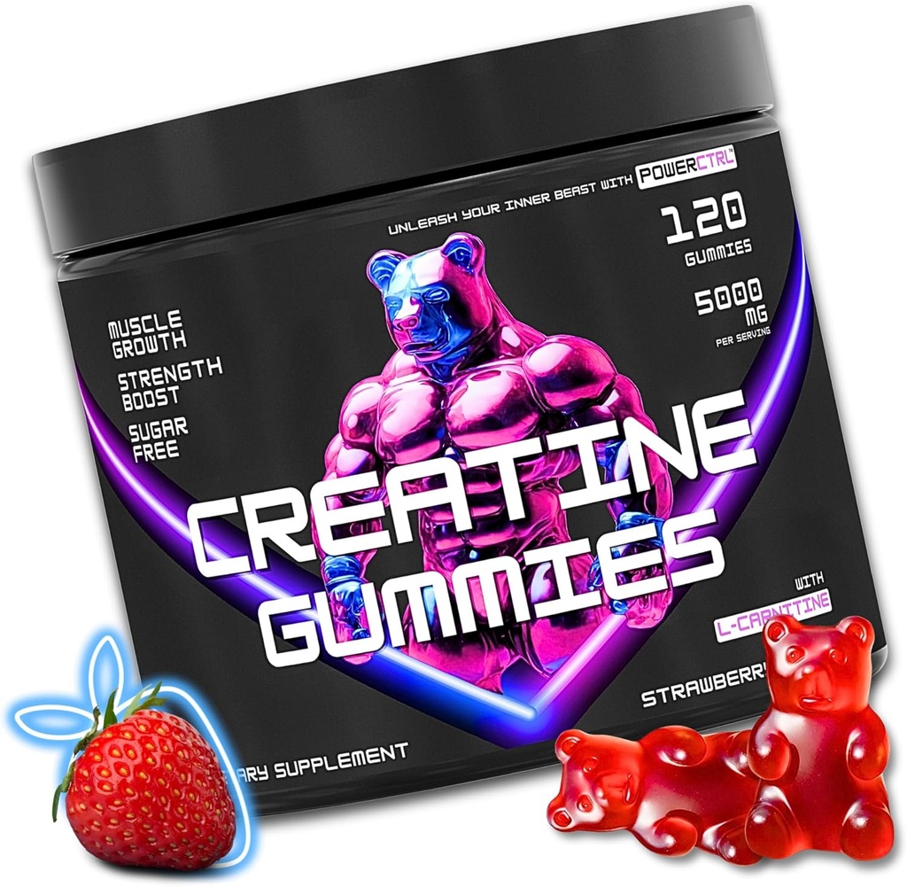 Creatine Gummies dengan L-Carnitine for Men & Women - 5g Creatine Monohydrate per Serving £124; Pendukung Muscle Growth 124; Pemulihan 124; Endurance 124; Kekuatan dan Performance Keramasi Kerja 124; Gula Bebas 124; Vegan 1244; 5000mg