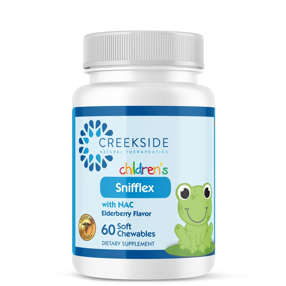 Creekside Scoofflex, Children 's Sinus & Respiratory Dups, Elderberry for Immune Health, Pediatrician Formulated with NAC, Quercetin & Bromelain, Zero Sugar, Vegan, 60 Soft Chewables