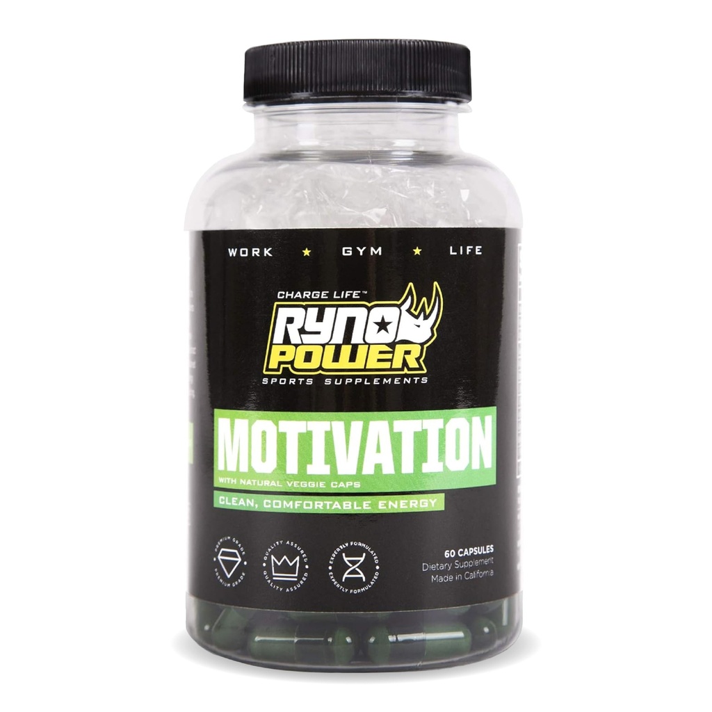 Ryno Power Motivation Pre-Workout Community Energy Supplement Capsules (30 Pelayan)