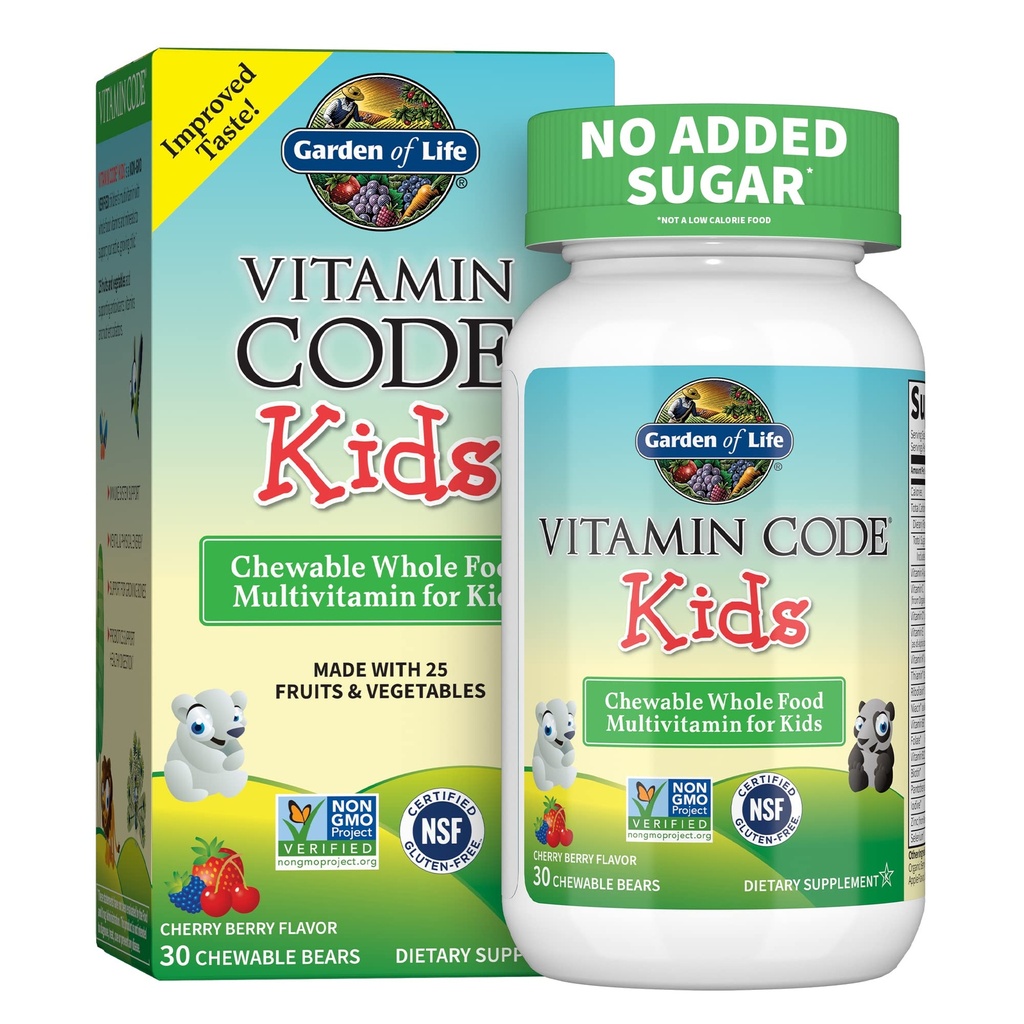Taman Kehidupan Vegetarian Tambahan Multivitamin untuk Anak-anak - Vitamin Anak-Anak Yang Dapat DiChewable Raw Whole Food Vitamin dengan Progories, 30 Beruang Yang Disajikan
