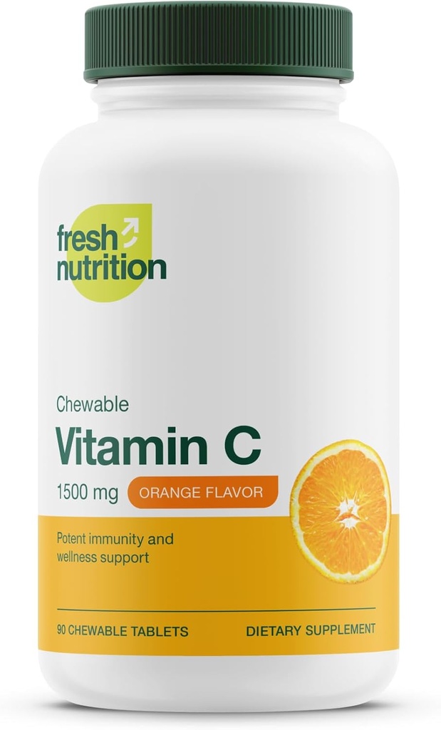 Nutres segar Vitamin C Chewables - powerful 1500mg Per Day Imune Support - All Natural VIT C Supplemen - Vegan Friendly, Non-GMO, Gluten & Soy Free - 90 Chewable Tablet
