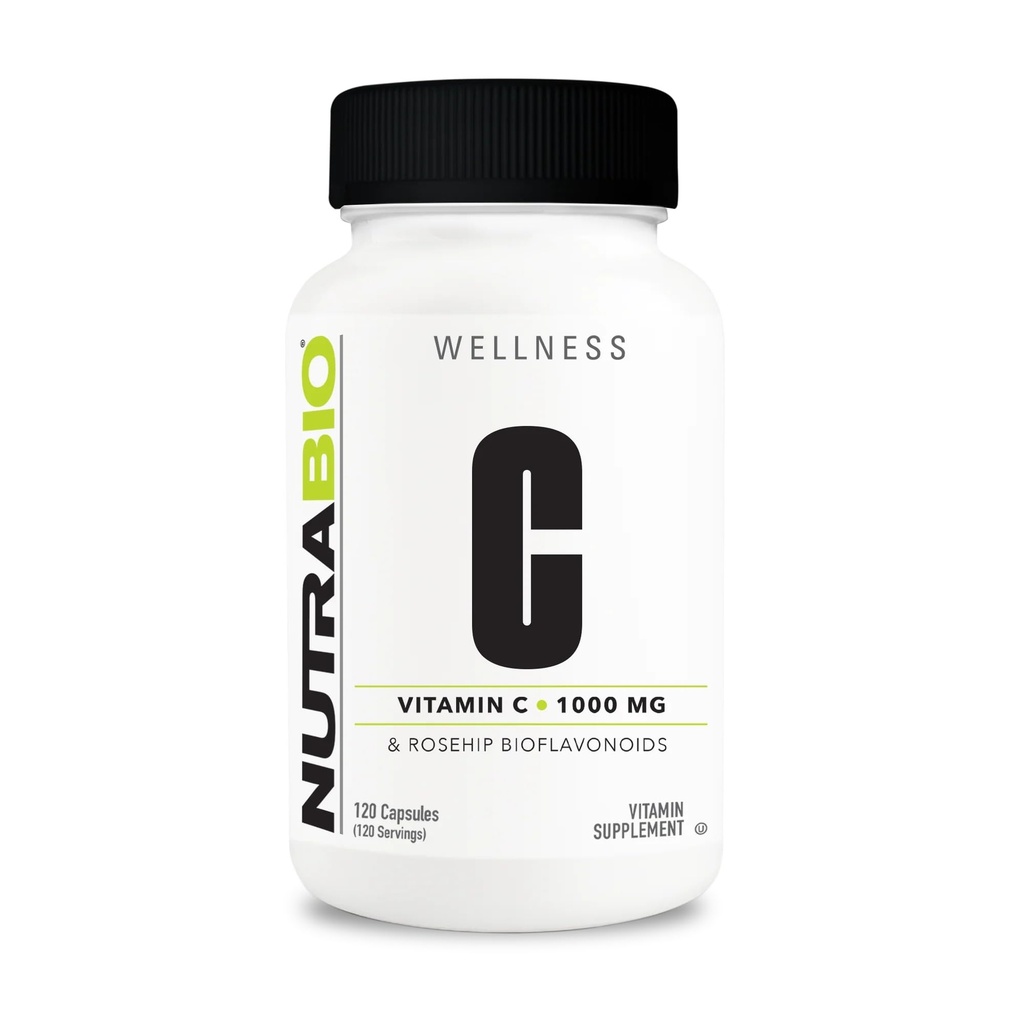 NutraBio Vitamin C dengan Rose HIPS - Support Heally Bones, Teeth and Gums, Immune Fungsi - Tidak ada Pemasyarakatan atau Ekscipients - (120 Capsules, 100mg Vitamin C per Capsule)