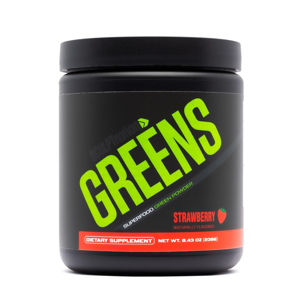 Skulpt Nation by V Shred Greens Strawberry - Premium Greens Powder & Superfood Blend with Collagen to Dukung Skin, Ditrable, and Energy - 30- Day Suppply