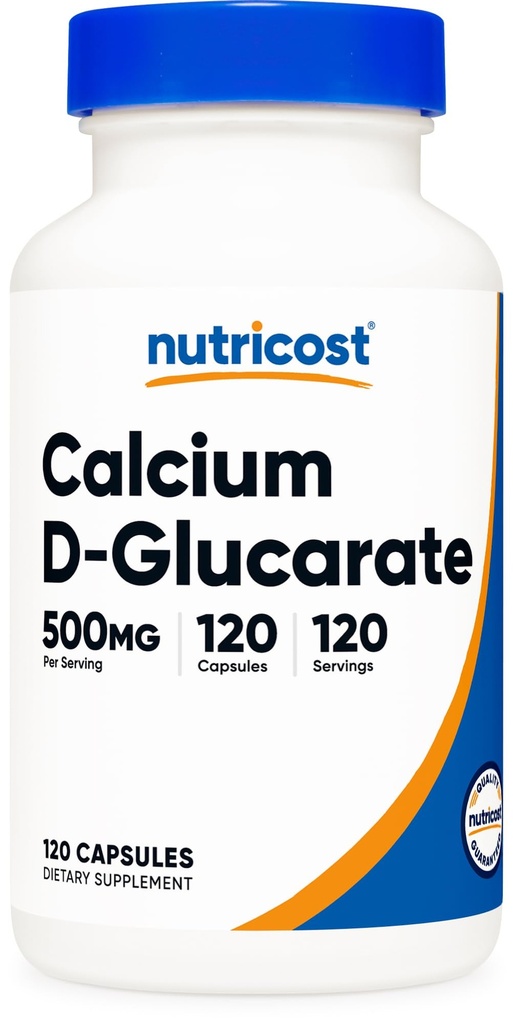 Calcium D-Glucarate 500mg, 120 Capsules - Gluten Free, Non- GMO, Vegetarian Friendly