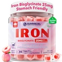 Iron Gummies for Women 25mg Plus Vitamin C, Beet Root, Vitamin B12, Folate for Iron Deficiency, Anemia, Energy Boost, Sugar Free Iron Supplemen, Non-Constipating, No After Cts, 60